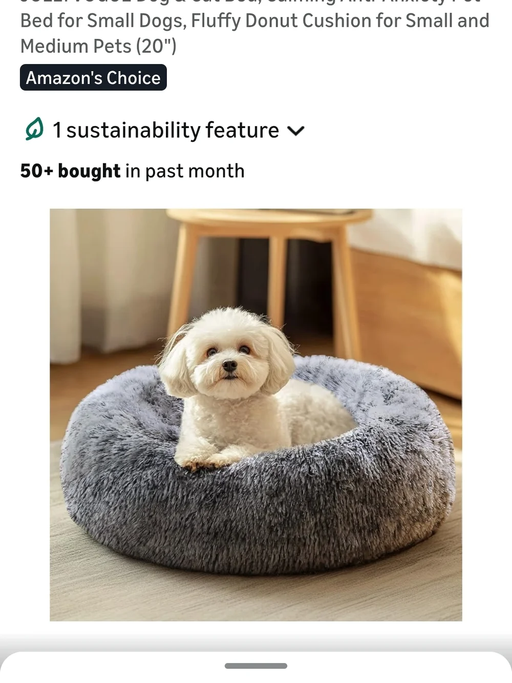 Plush Round Faux Fur Pet Bed - Gray